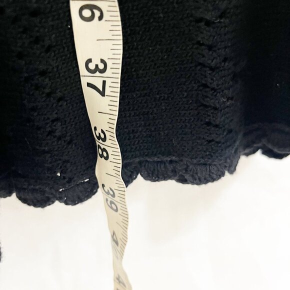 Kate Spade New York Black Pointelle Knit Scalloped Hem Midi Dress - Size XS - Picture 8 of 8